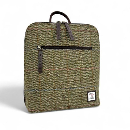 MCS-MAC2509-C001T-COUNTRY GREEN Ladies Compact Harris Tweed Backpack Keily's.com