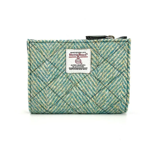 MCS-CB2408-TURQUOISE Handwoven Ladies Harris Tweed Quilt Purse Keilys.com