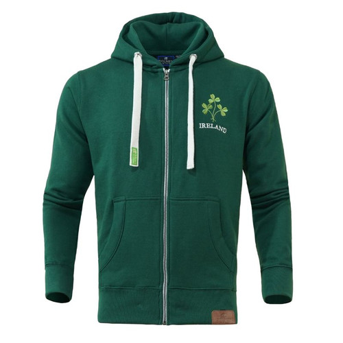 HSZSI-BOTTLE Men's Shamrock Embroidered Irish Hoodie Front View Keilys.com