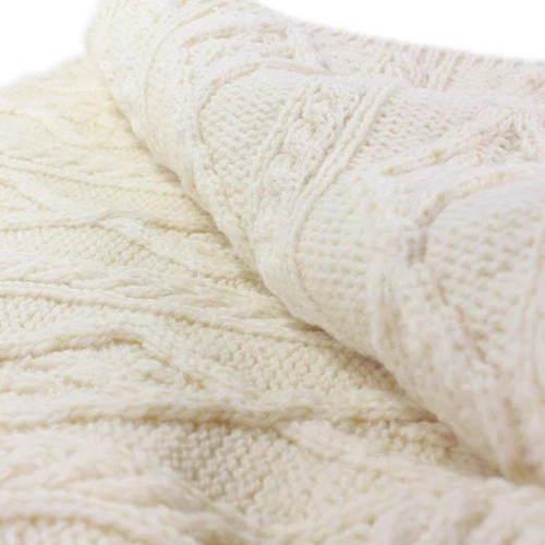 Aran Cable & Diamond Knit Wool Throw Studio Keilys.com