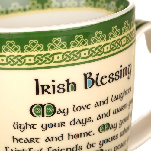 Shamrock Irish Blessing Mug Closeup Blessing Keilys.com