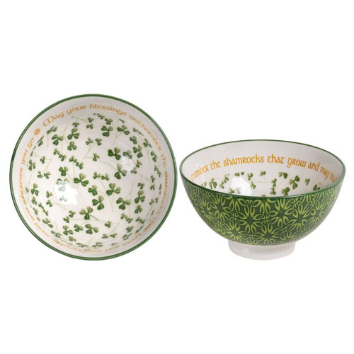 CL-104-433(Setof2) Ceramic Irish Blessing Shamrock Inspired Bowl Set of 2 Keilys.com