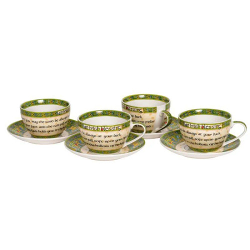 HI-Set-607 Irish Blessing Cup with Saucer Set of 4 Keilys.com