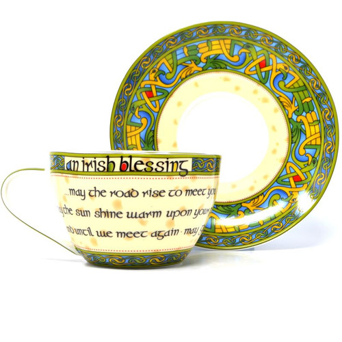 Irish Blessing Cup with Saucer Closeup Details Keilys.com
