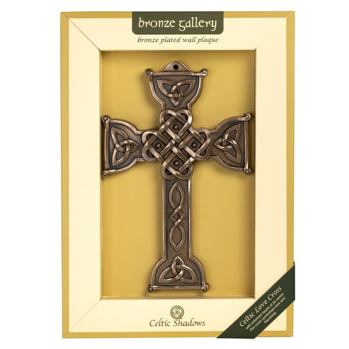 Celtic Love Cross Irish Bronze Plated Plaque Keilys.com