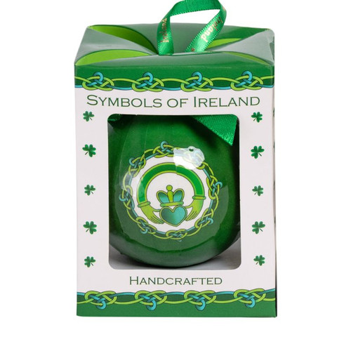 Celtic Shamrock Decoration Bauble Claddagh Side On Keilys.com