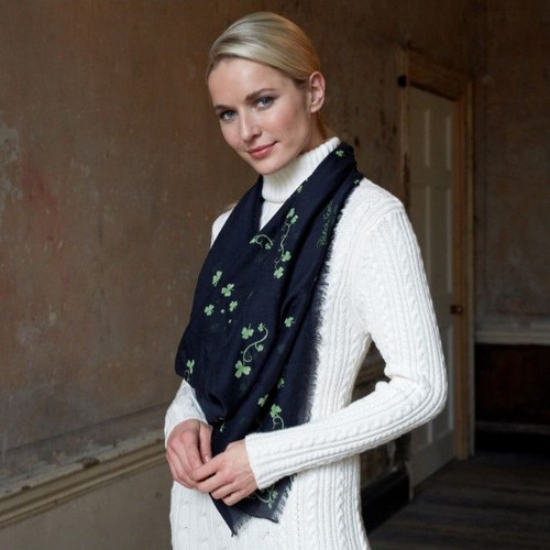 Patrick Francis Navy Shamrock Sprig Scarf Shop on  Keilys.com