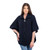 SAOL Funnel Neck Poncho Jacket Natural Navy Front View Keilys.com