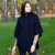SAOL Funnel Neck Poncho Jacket Natural Navy Keilys.com