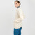 ML115-100 Ladies Traditional Aran Cardigan Natural White Color Back View Keilys.com
