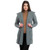 ML116-113 Aran Ladies Open Front Long Cardigan with Hood Skylight Grey Color Keilys.com