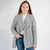 ML136-103 Aran Cable Knit Side Zip Merino Cardigan Grey Front View Keilys.com
