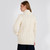 ML136-100 Aran Cable Knit Side Zip Merino Cardigan Natural White Color Back View Keilys.com