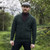 MM200-102 Mens Aran 100% Merino Shawl-Collar Cardigan Army Green Front View Keilys.com