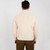 MM203-100 Aran Mens Shawl Collar Single Button Sweater White Back View Keilys.com