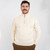 MM204-100 Aran Men's Zipper Merino Sweater Natural  Front View Keilys.com