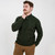 MM204-102 Aran Men's Zipper Merino Sweater Army Green Front view Keilys.com