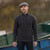 MM204-101 Aran Men's Zipper Merino Sweater Charcoal Lifestyle Keilys.com