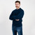 MM208-110 Men's Irish Aran Crew Neck Sweater Blue Keilys.com