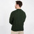 MM208-102 Men's Irish Aran Crew Neck Sweater Army Green Back View Keilys.com