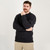 MM208-111 Men's Irish Aran Crew Neck Sweater Black Front View Keilys.com