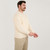 MM208-100 Men's Irish Aran Crew Neck Sweater Natural Front View Keilys.com