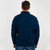 MM902-110 Aran Men's Zip Neck Merino Wool Sweater Blue Back Side Keilys.com