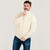 MM902-100 Aran Men's Zip Neck Merino Wool Sweater Natural White Front view Keilys.com