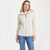 B841367 Irish Zipper Wool Cardigan with Mock Turtleneck Natural white Color Front Side Keilys.com