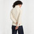 B841367 Irish Zipper Wool Cardigan with Mock Turtleneck Natural white Color Back Side Back View Keilys.com