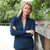 B841443 Irish Zipper Wool Cardigan with Mock Turtleneck Teal blue Front view Keilys.com