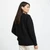A823167 Aran Traditional Women's 100% Merino Inisheer Sweater Black Color Back View Keilys.com