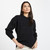 A823167 Aran Traditional Women's 100% Merino Inisheer Sweater Black Color Front View Keilys.com