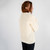 ML157-100 SAOL Ladies Side Button Cable Knit Sweater Natural White Back View Keilys.com