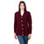 Women's Aran Shawl Collar Cardigan Wine Red studio Keilys.com