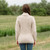 ML163-109 Women's Aran Shawl Collar Cardigan Parsnip Lifestyle Back View Keilys.com
