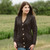 ML163-101 Women's Aran Shawl Collar Cardigan Charcoal Color Lifestyle Keilys.com