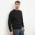 A823167 Aran Traditional 100% Merino Mens Cable Knit Inisheer Sweater Black Color Front View Keilys.com