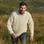 A823162 Aran Traditional 100% Merino Mens Cable Knit Inisheer Sweater Natural White  Color Back View Keilys.com