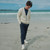 A758162 Aran Men's Irish V-Neck Cable Knit Clare Island Cardigan Natural white Color Lifestyle Keilys.com