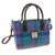 GA-LB1228-COL079 Harris Tweed 'Brora' Small Tote Bag by Glen Appin in Green & Purple Tartan Color Keilys.com