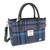 GA-LB1228-COL143 Harris Tweed 'Brora' Small Tote Bag by Glen Appin in Blue & Purple Stewart Tartan Color Keilys.com