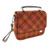 GA-LB1214-COL117 Harris Tweed 'Thurso' Square Bag by Glen Appin in Rust with Orange Overcheck Color Keilys.com