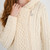 ML144-100 Irish Cable Knit Merino Hooded Coat Natural Color Keilys.com