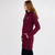 ML144-112 Irish Cable Knit Merino Hooded Coat Velvet Red Color Keilys.com