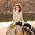 ML144-100 Irish Cable Knit Merino Coat Soft Natural Color Lifestyle Keilys.com