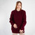 FL194-608 Aran Fisherman Cable Sweater Wine Red Front view Keilys.com