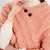 IFL181-614  Ladies' Aran Cable Knit Merino Wool Poncho Peach Orange Color Shop online on Keilys.com