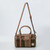 ISL-8846CHETTL00 Medium Handwoven Harris Tweed Duffle Bag in Chestnut Tartan Color Front View Keilys.com