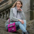 MCS-CB1902-HA222B2 Women's Authentic Harris Tweed Satchel Bag in Purple Check Color Keilys.com